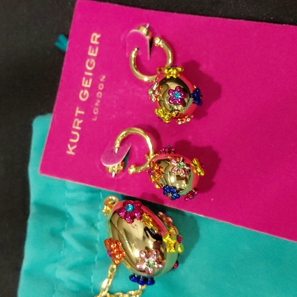 KURT GEIGER LONDON SET RAINBOW EGG FLOWER NECKLACE & EARRINGS - Picture 9 of 12